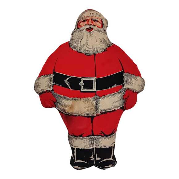 Vintage 1930s Santa Claus Mid Century Christmas Cloth Pillow Retro Holiday Decor - Picture 1 of 2